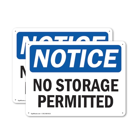 Signmission No Storage Permitted, 10 in W x Rectangle, Plastic OS-2PACK-NS-P-710-L-14868